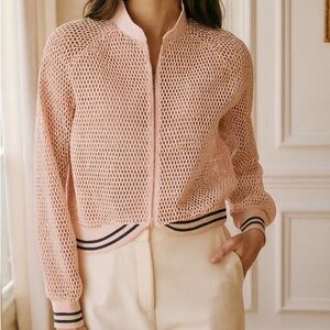 Grifflin Paris Open Knit Zip up Bomber Jacket